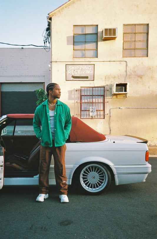 bledla-bled-textured shirt-textured overshirt-kelly green textured shirt-long sleeve textured shirt-bledla clothing-luxury streetwear-green knitted shirt-bmw e30