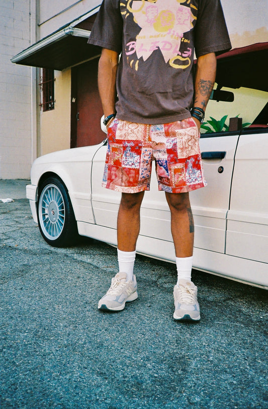 BLEDLA-BLED-Persian Rug Shorts-Persian Shorts-Mens Mesh Shorts-Crayon Shorts-Streetwear Shorts-Luxury Shorts-Iranian Clothing-BMW E30