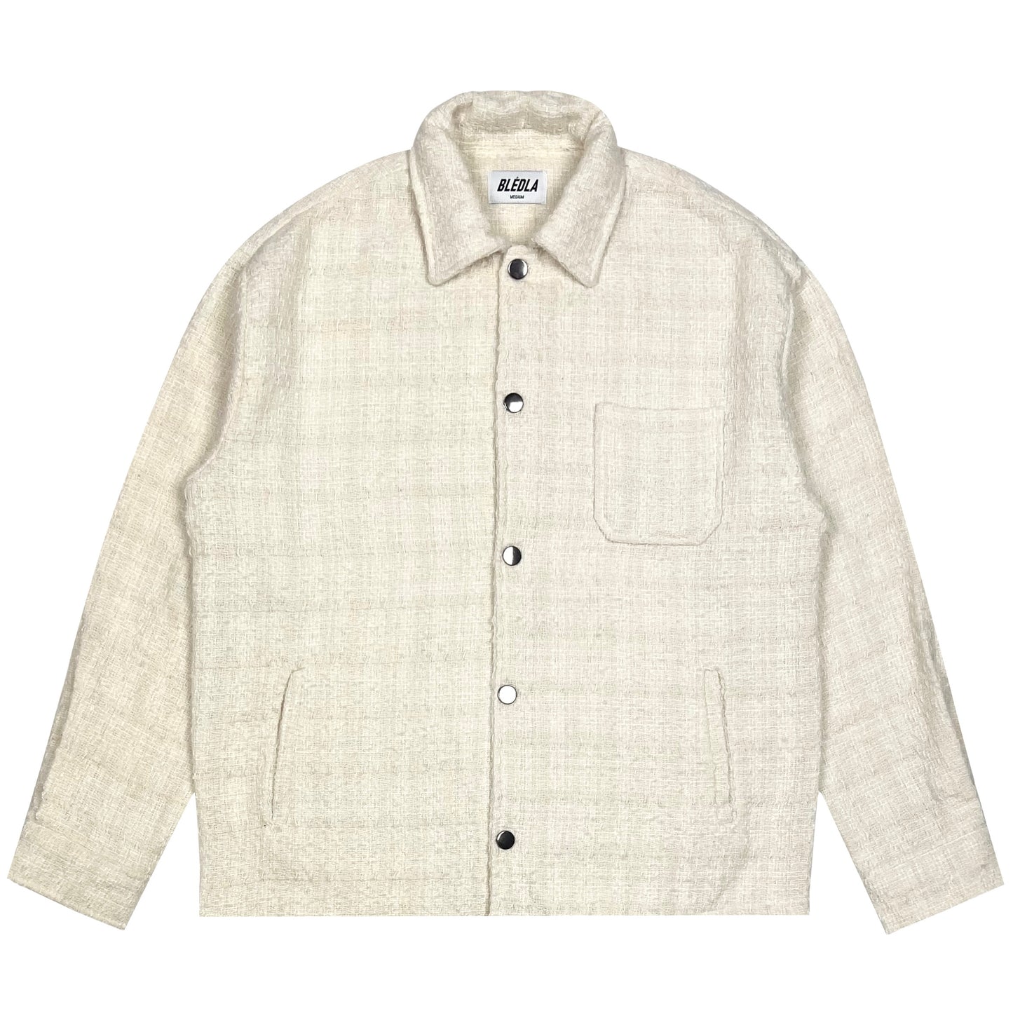 bledla-bled-textured shirt-textured overshirt-cream textured shirt-long sleeve textured shirt-bledla clothing-luxury streetwear-knitted shirt