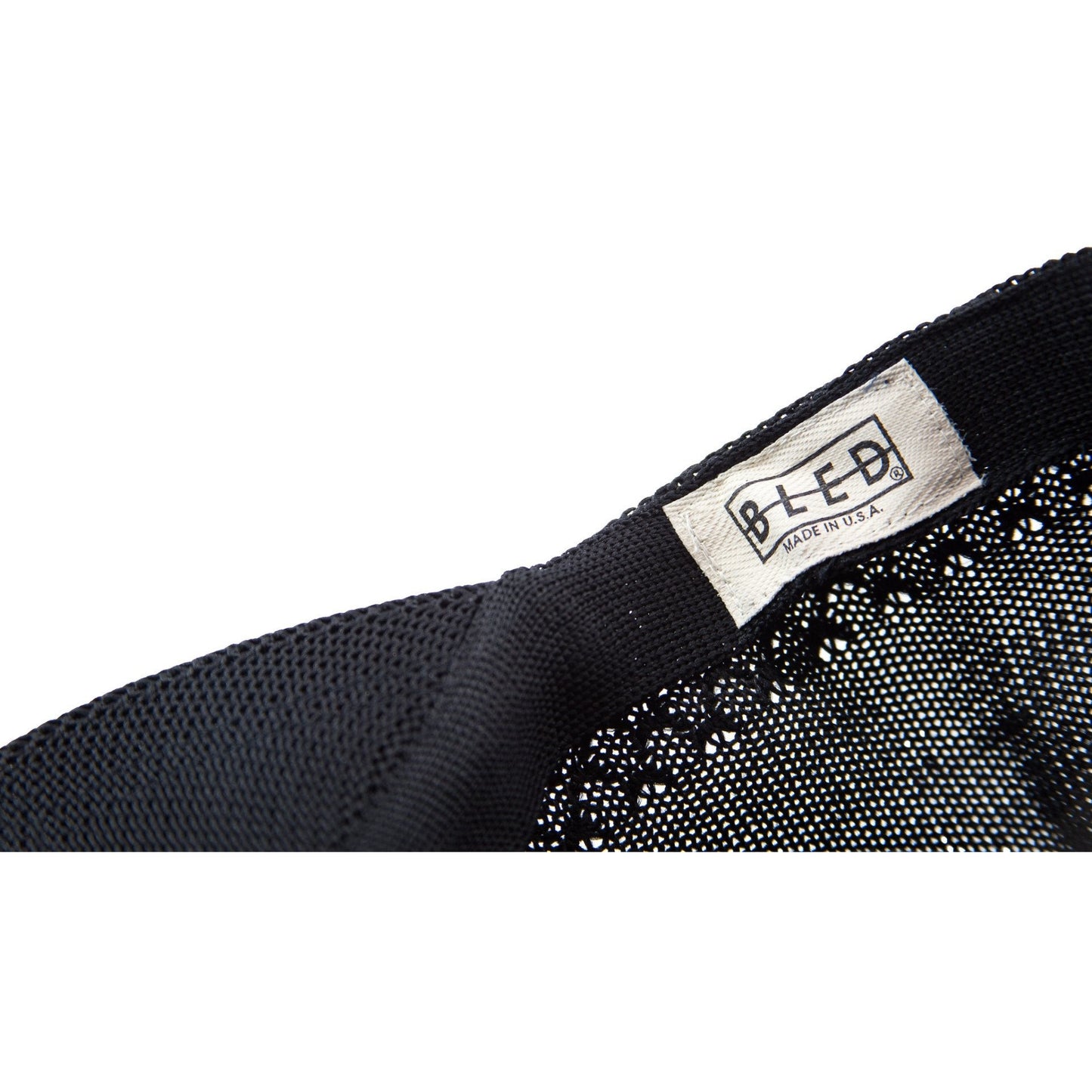 6-panel unconstructed Cotton african black mesh dad hat featuring BLED letter logo felt patch on the front and BLED logo embroidered on the back with adjustable strap closure. skate, skateboarding, hype, streetwear
