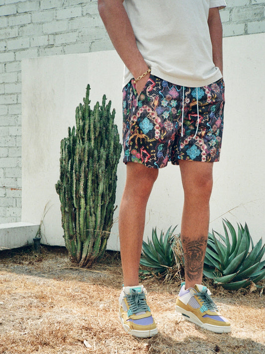 Bledla Modern Persian Mesh Basketball Shorts Black