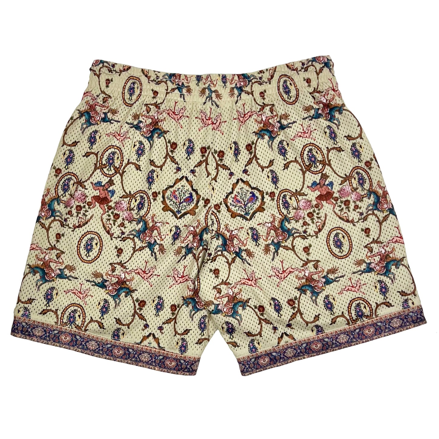 BLEDLA-BLED-Mesh Shorts-Basketball Shorts-Persian Shorts-Mosaic-Iran Short-Iran Clothing-Persian Rug Shorts-Cream Shorts-Streetwear-Luxury Shorts