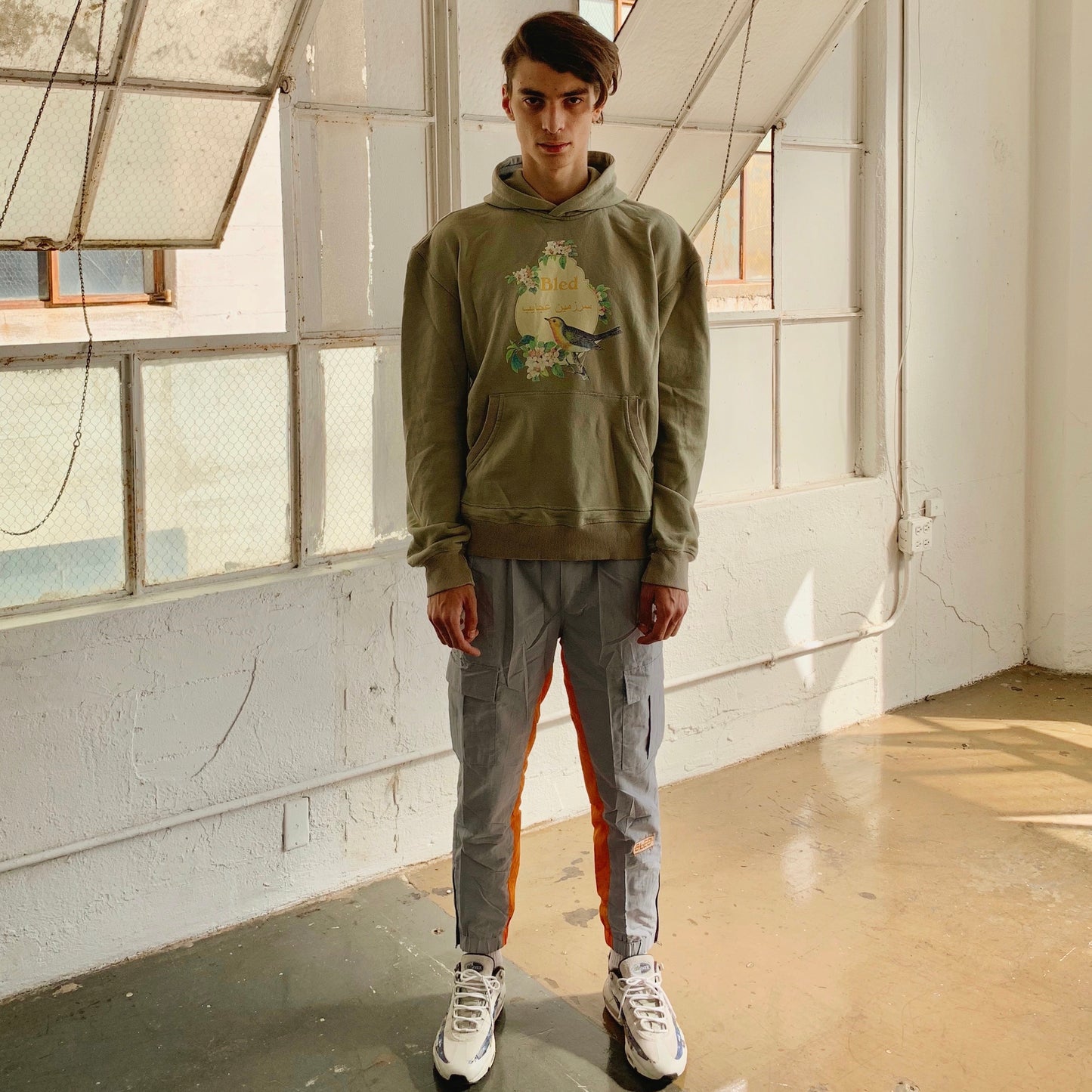 bled gray orange track pant streetwear hype clothing bledwear fashion grailed hypebeast