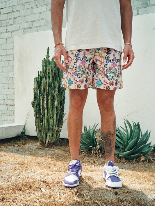 Bledla Modern Persian Mesh Basketball Shorts Pearl