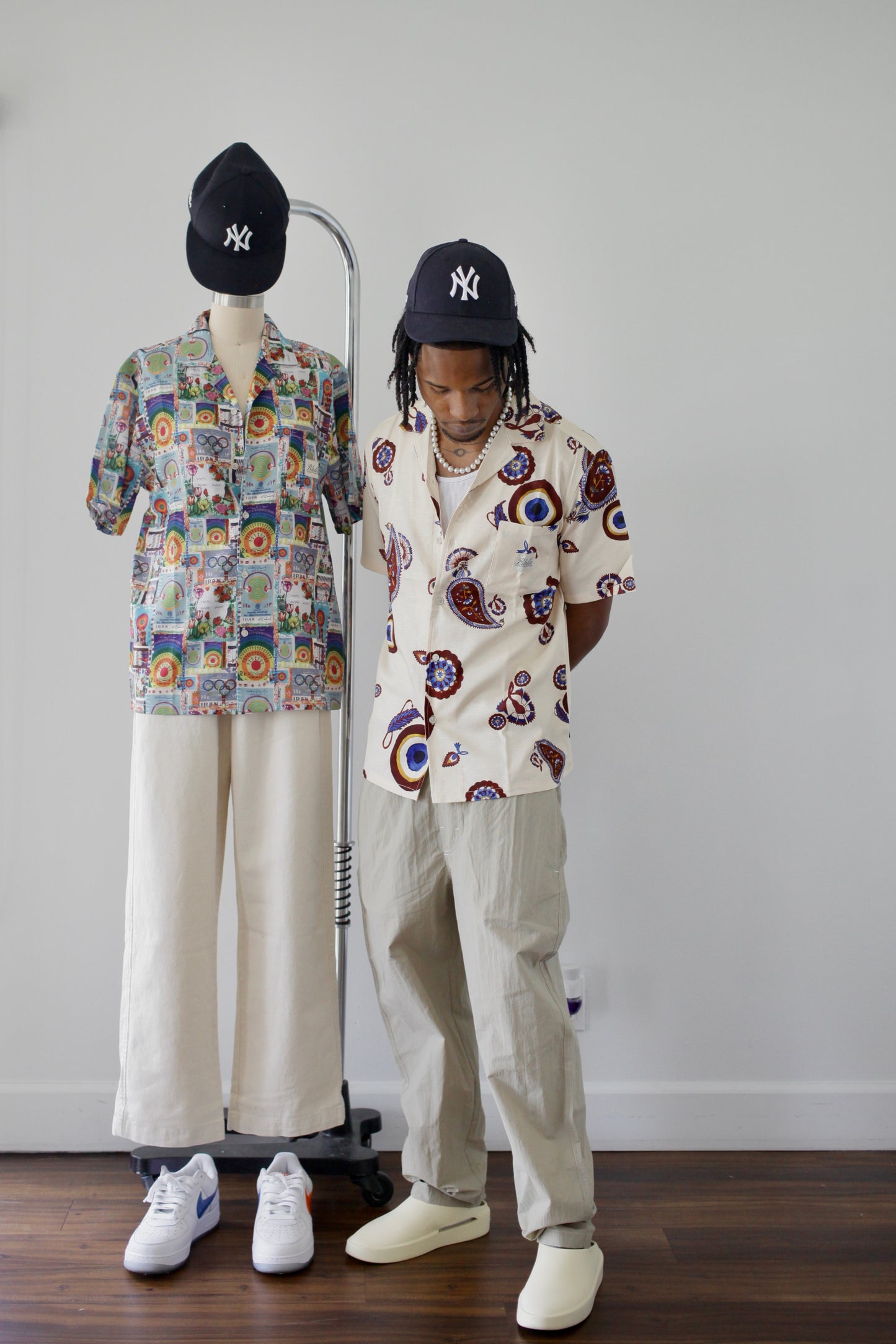 BLEDLA-Evil Eye Shirt-Nazar Shirt-Persian Vacation Shirt-Vacation Shirt-Cream Vacation Shirt-Evil Eye Bowling Shirt-BLED