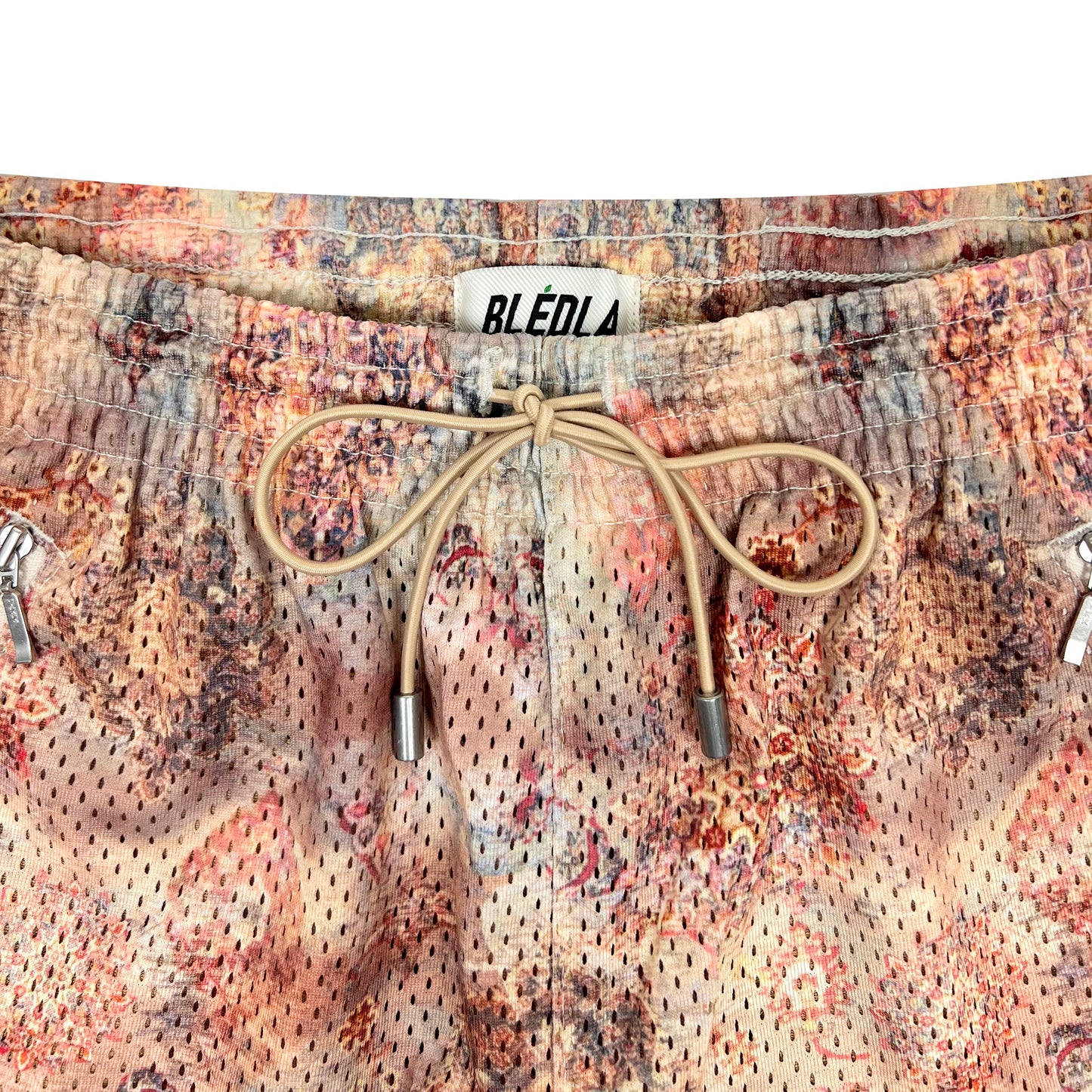 BLEDLA-Persian Shorts-BLED Persian Rug Shorts-Persian Basketball Mesh Shorts-Persian Basketball Shorts-Persian Rug Short-Motif Shorts-Distressed Shorts-Washed Rug Bottoms-Luxury Mens Shorts-BLED Los Angeles-Streetwear-Essential Short-Rose Shorts