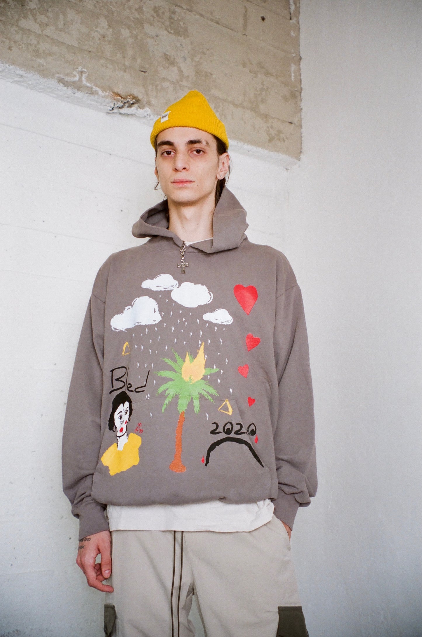 BLED-Hoodie-Los Angeles-Streetwear-Chaos-French Terry-Charcoal-Bled.la-Pullover-Grey-Painting Hoodie-Drawing-Cubism Hoodie-Doodle Hoodie