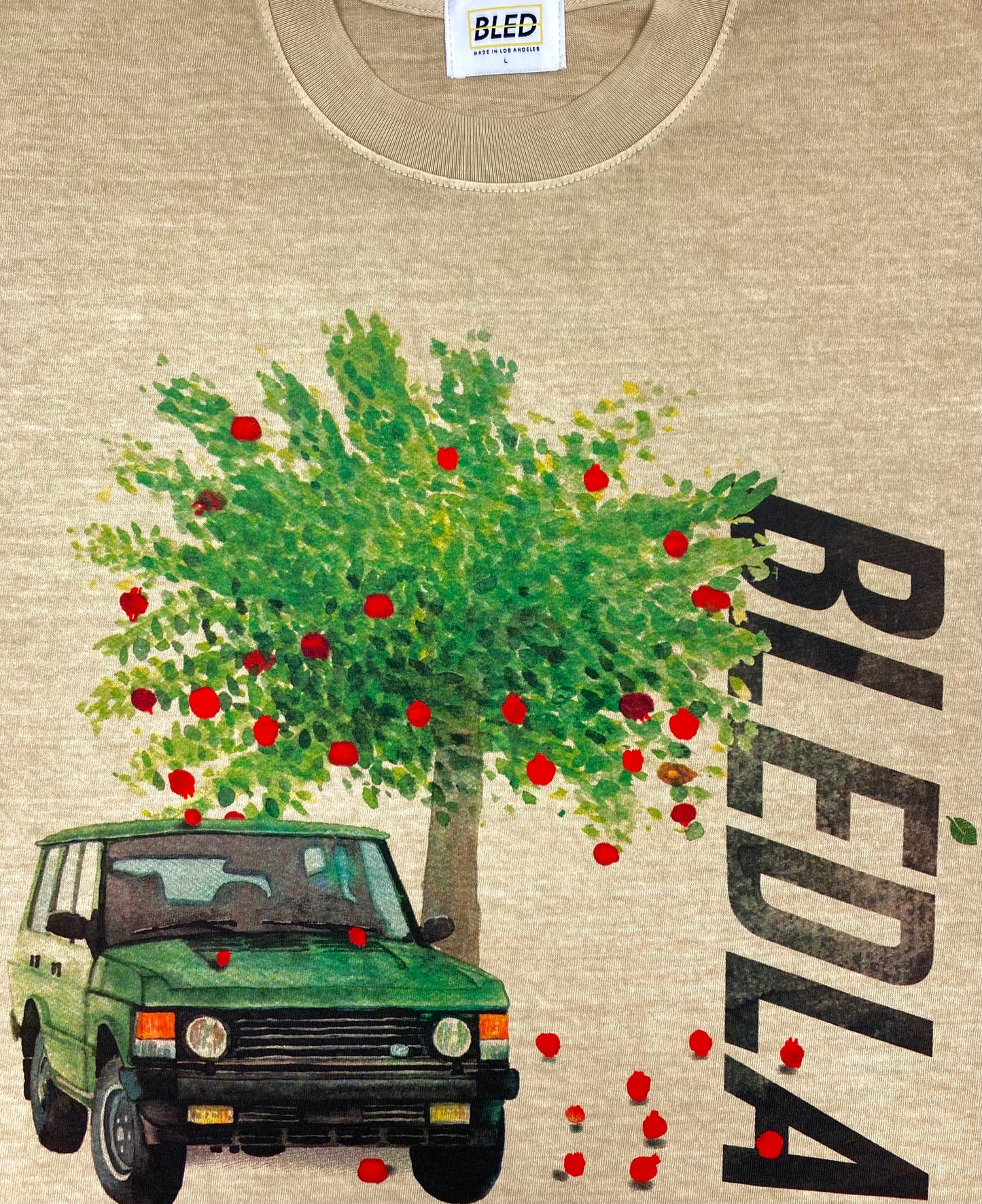Bled-bledla-watercolor shirt-range rover shirt-pomegranate shirt-vintage tshirt