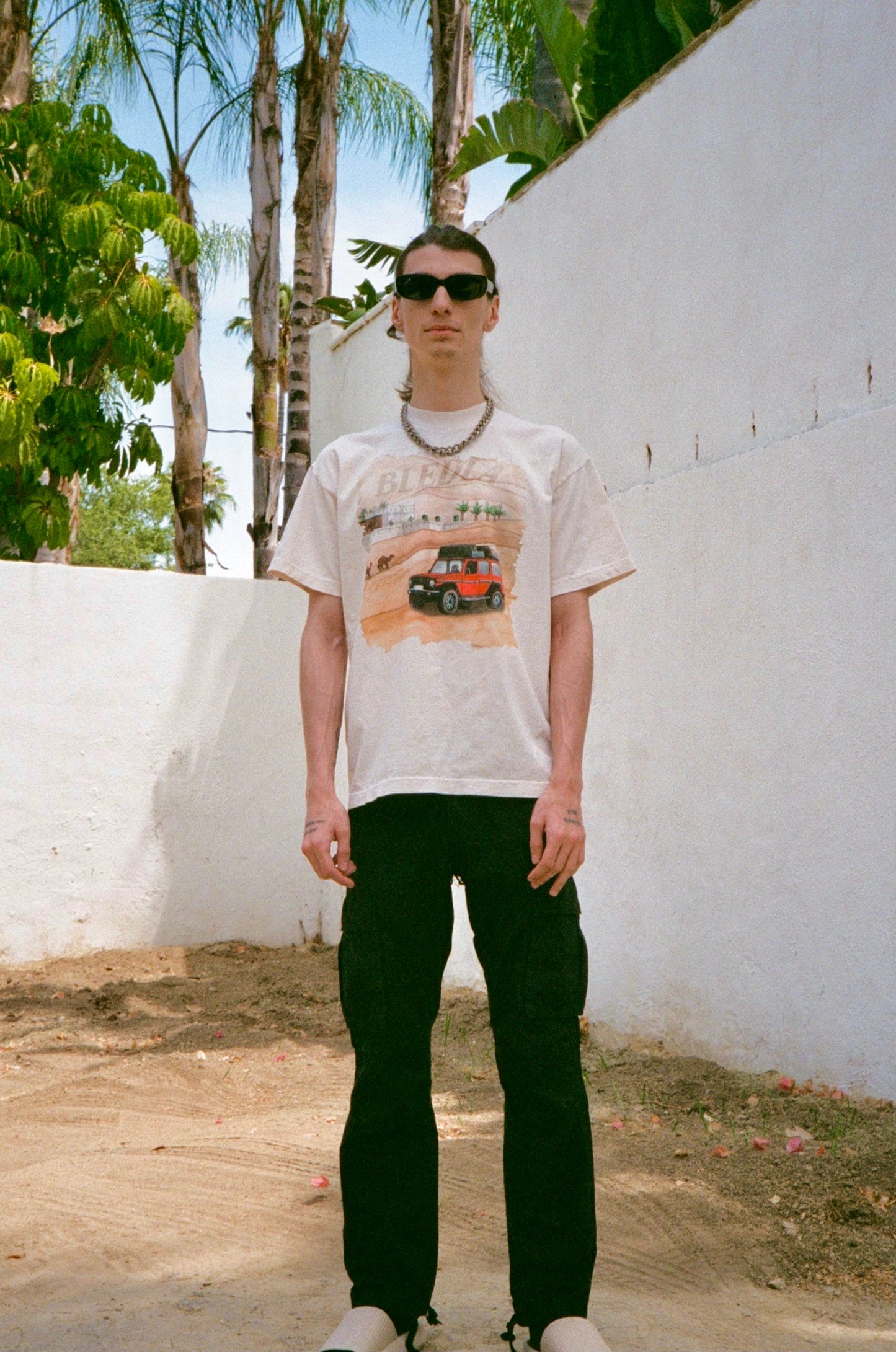 Wanderer Watercolor Garment Dye Tee - Cream