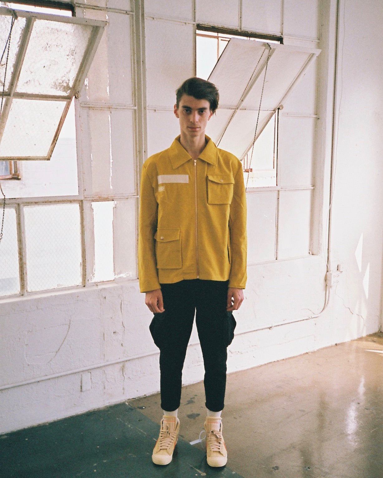 bled clothing bledwear twill cotton cargo pocket jacket mustard mens streetwear hype