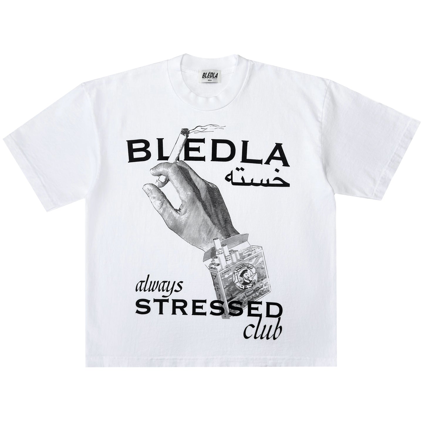 Bledla Always Stressed Club Cropped Shirt Tee Streetwear Farsi 