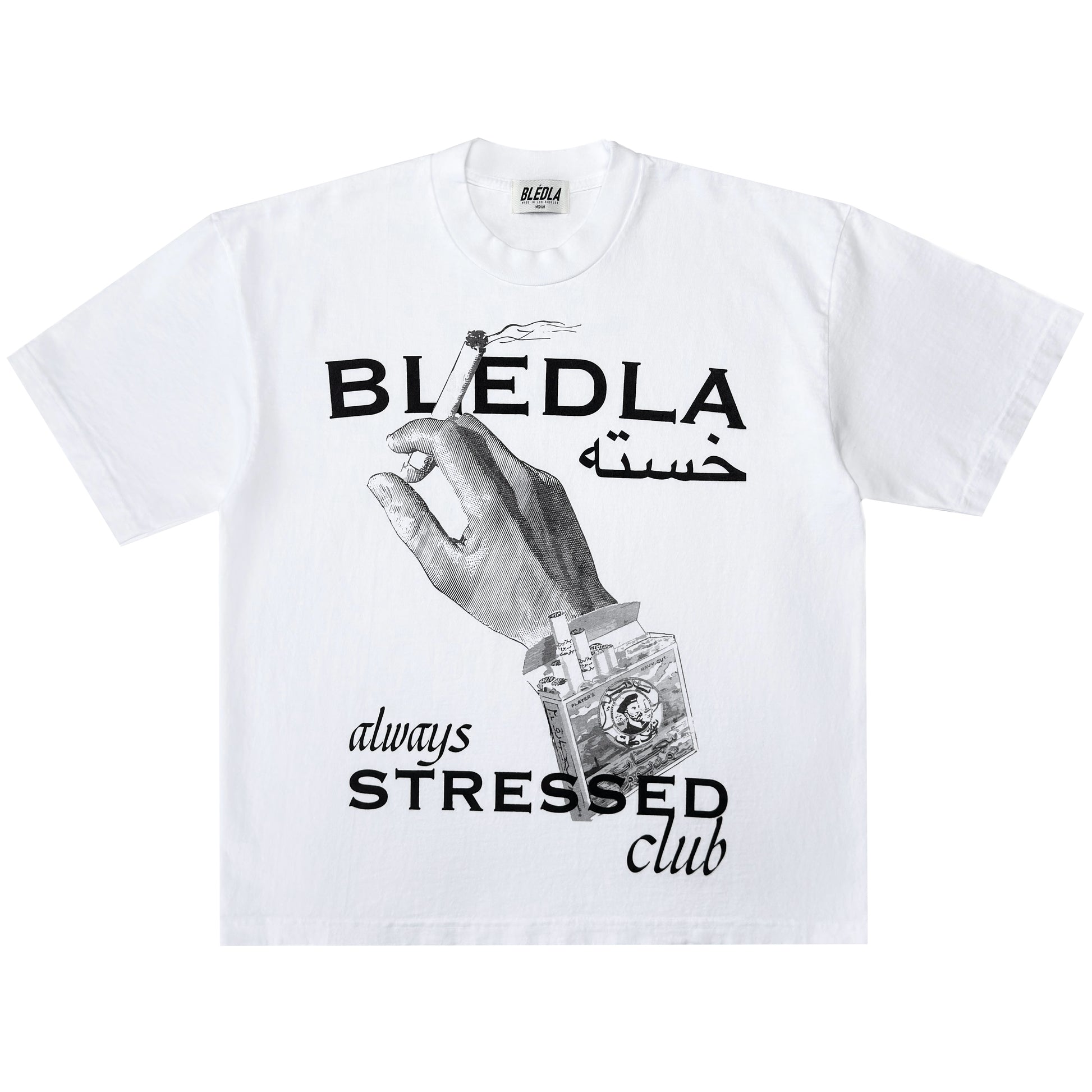 Bledla Always Stressed Club Cropped Shirt Tee Streetwear Farsi 