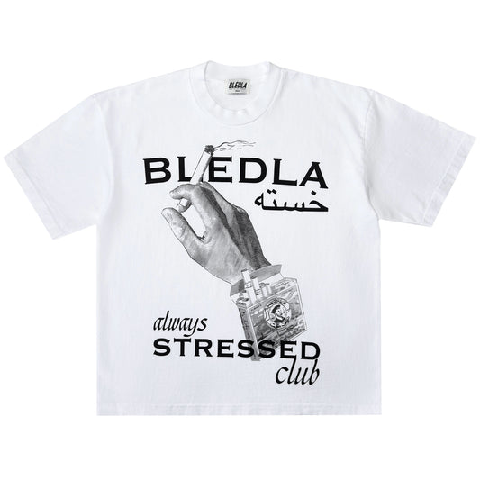Bledla Always Stressed Club Cropped Shirt Tee Streetwear Farsi 