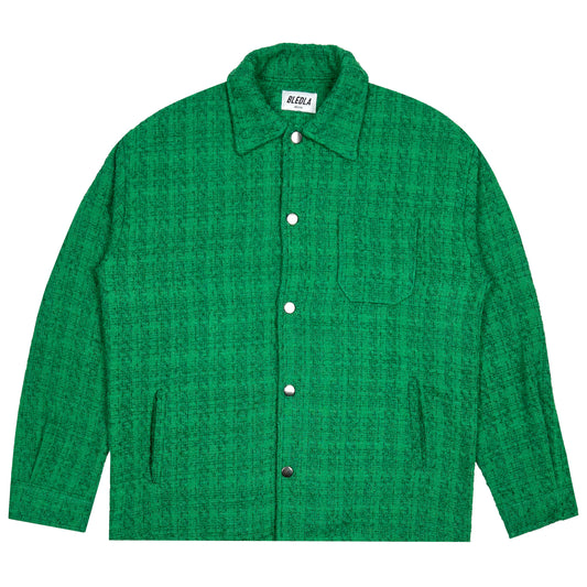 bledla-bled-textured shirt-textured overshirt-kelly green textured shirt-long sleeve textured shirt-bledla clothing-luxury streetwear-green knitted shirt