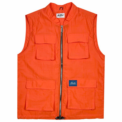 bledla-bled-nylon vest-utility vest-technical vest-techwear-orange vest-orange cargo vest-bled clothing-streetwear-cargo pocket vest