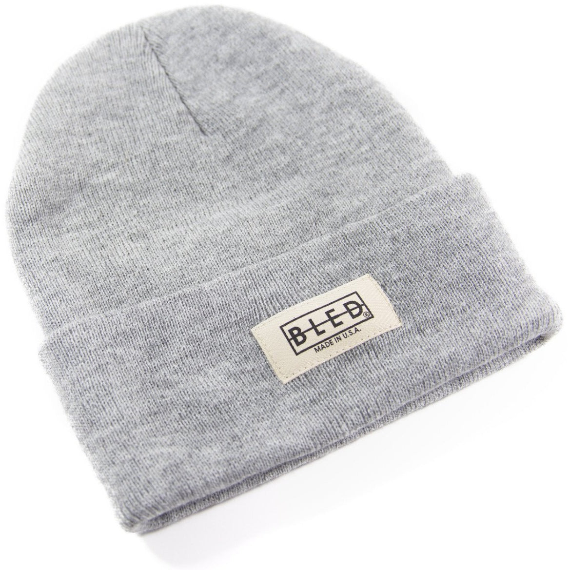 100% acrylic beanie in heather grey featuring twill Bled label on the front, skateboards, skate, hype, streetwear, skateboarding